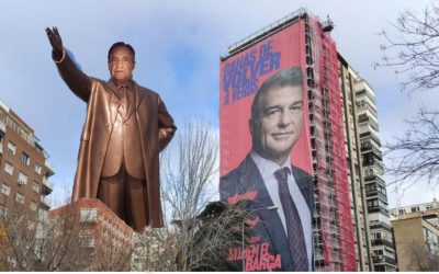 Florentino se construye una estatua de bronce para tapar la figura de Laporta