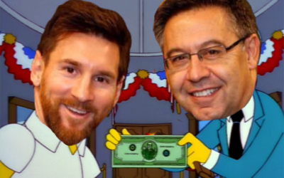 El contrato de Messi incluye cobrar el billete de un Trillón de dólares de los Simpson