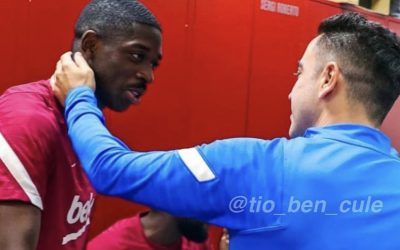Xavi lesiona sin querer a Dembelé al darle una colleja cariñosa en la nuca