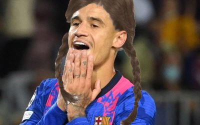Laporta le pone una peluca a Coutinho «a ver si lo compra algún equipo del femenino»