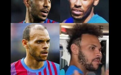Aubameyang y Braithwaite se «fichan» los peinados